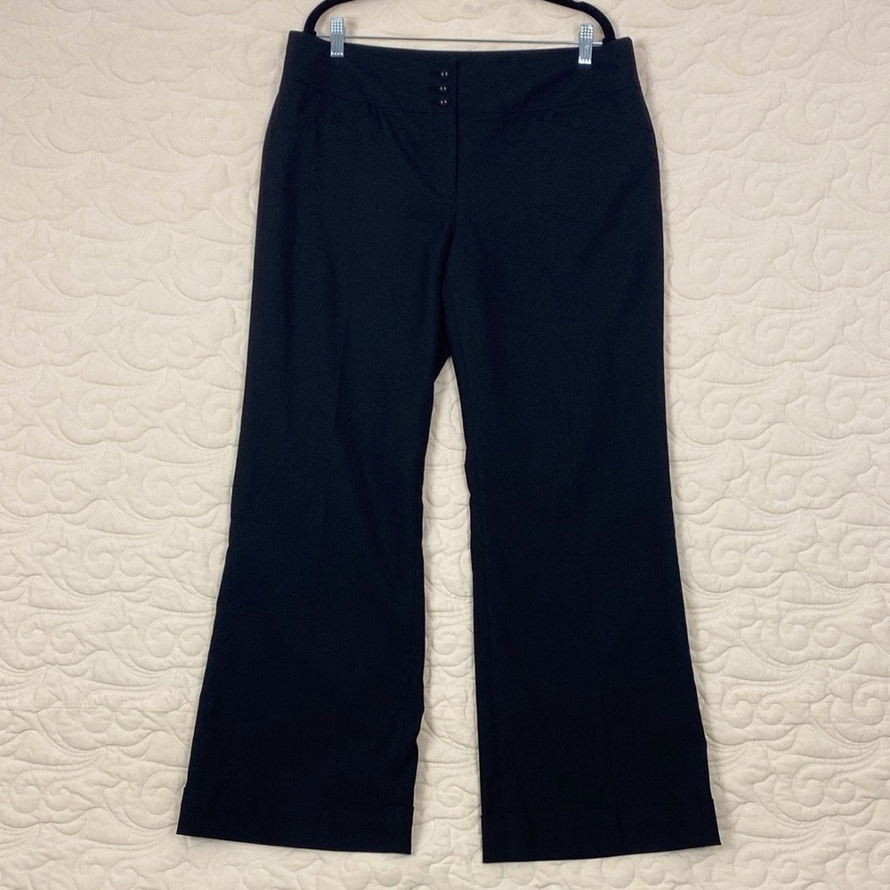 Reitmans Black Wide Leg Pants Size 15 Faux Cuffs